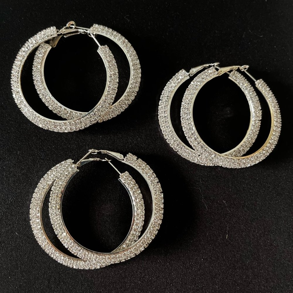 NWOT  silver hoop earrings bundle
